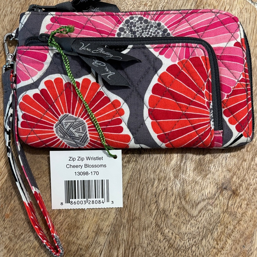 Vera Bradley Wristlet in Cherry Blossoms with Pink and Red - NEW with Tags